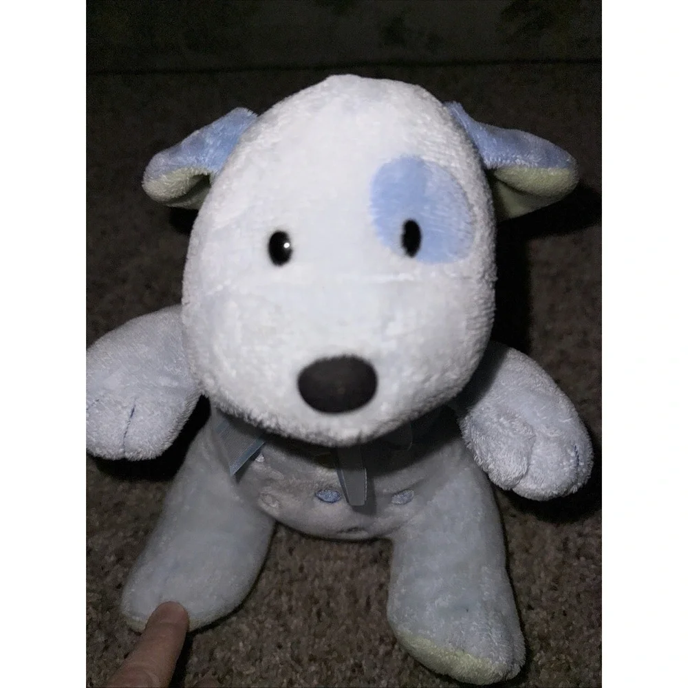 Just One Year by Carter's Blue‎ Green Dot Puppy Wind Music Plush Stuffed Musical